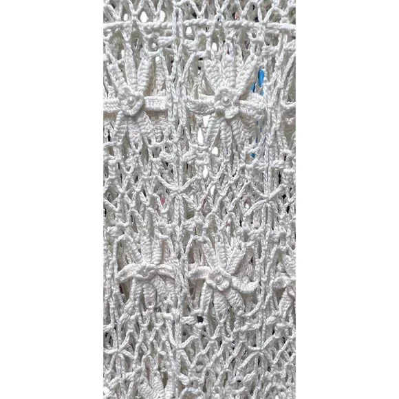 White Diamond Women’s Ivory Crochet Top Boho Sexy Size Large - Picture 3 of 7